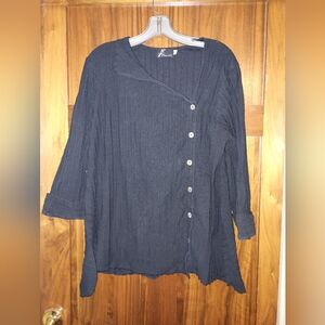 Women's Black Button-Up Top
